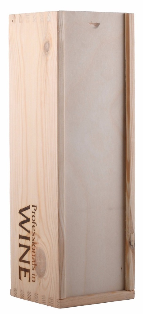 [VERP117] Houten kist,  1-vaks met schuifdeksel, bedrukt met PiW (0,75 l)