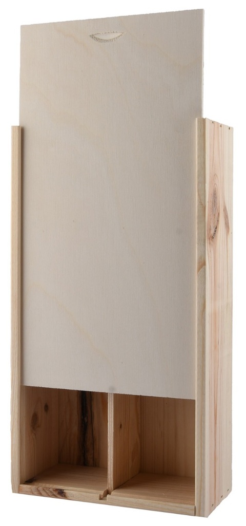 Houten kist,  2-vaks geniet met schuifdeksel