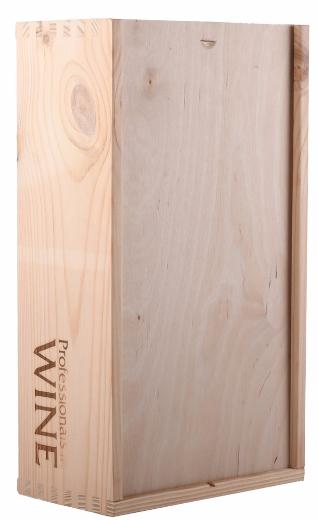 [VERP128] Houten kist,  2-vaks met schuifdeksel bedrukt met PiW (0,75 l)