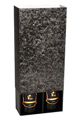 Verpakking,  Drawerbox dash gray + sleeve, voor 2 flessen. Geschikt voor Bourgogne flessen