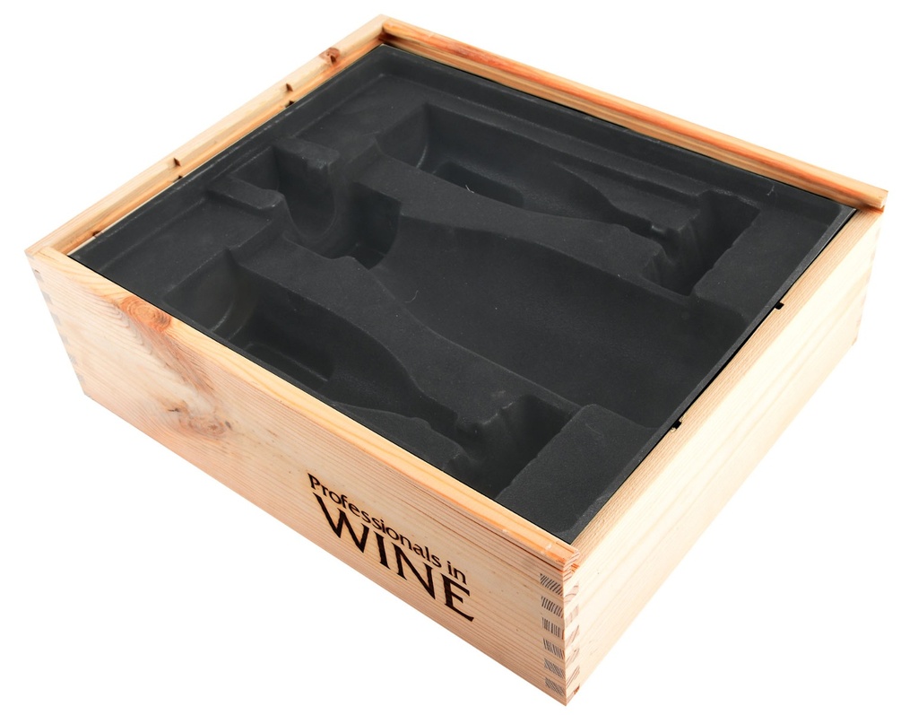 Verpakking,  Los interieur zwart fluweel voor 1 fles + 2 champ. flutes (0,75 l)