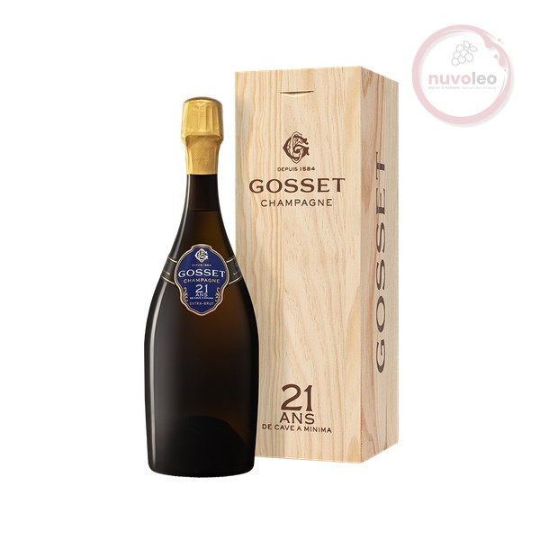 Champagne Gosset, Champagne AC 21 ans de Cave a minima in wooden case (0,75 l)