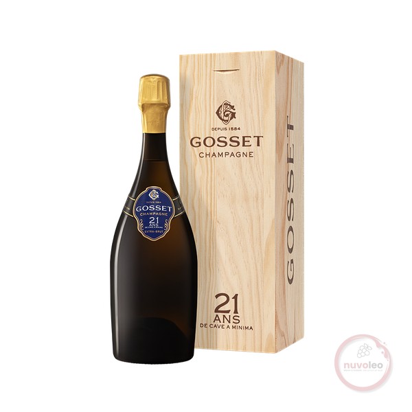 Champagne Gosset, Champagne AC 21 ans de Cave a minima in wooden case (0,75 l)