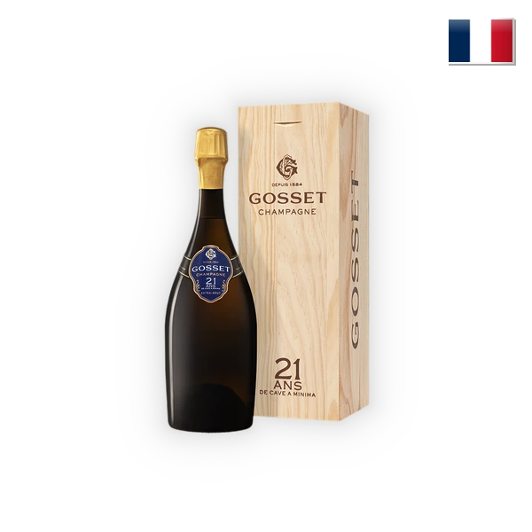 Champagne Gosset, Champagne AC 21 ans de Cave a minima in wooden case, 0,75 l