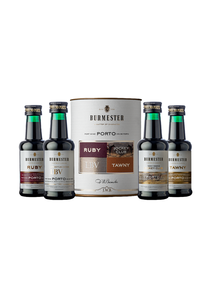 Burmester, Porto DOP Assorti koker 4 x 0,05 lt, Ruby, Tawny, LBV, Jockey Club