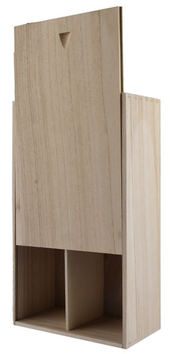 [VERP156] Houten kist,  2-vaks zwaluwstaartverbinding met schuifdeksel (0,75 l)