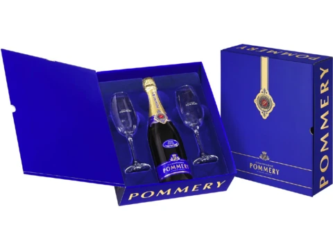 [POMM30000] Champagne Pommery,  Luxe Coffret inh. 1 fles Pommery & 2 flûtes (0,75 l)